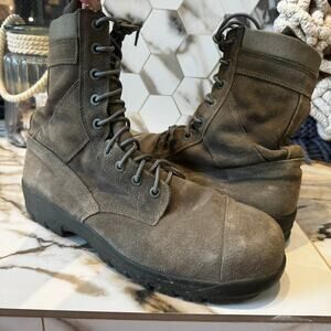 Sage Green Suede Military Steel Toe Side Zip Combat Boots Sz 13 Outdoors Chores